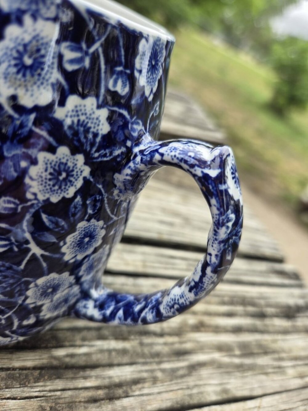 Vintage Cobalt Blue Floral Calico Crownford Creamer Jug Staffordshire England - Picture 11 of 12